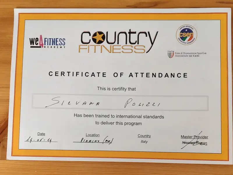 DIPLOMA COUNTRY FITNESS SILVANA